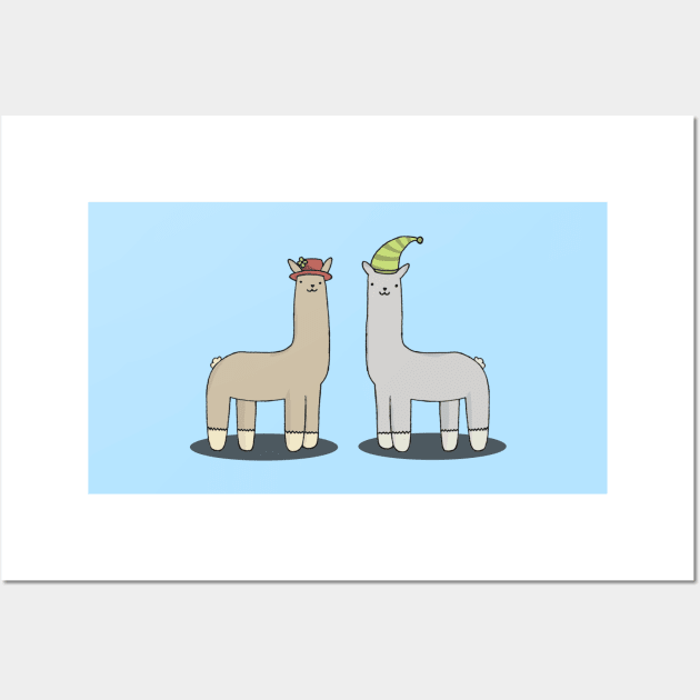 llamas with hats. Wall Art by charlytanne